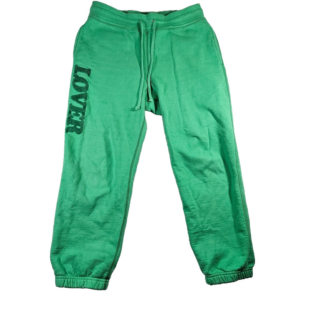 Green Track Pants with 'Lover' Print